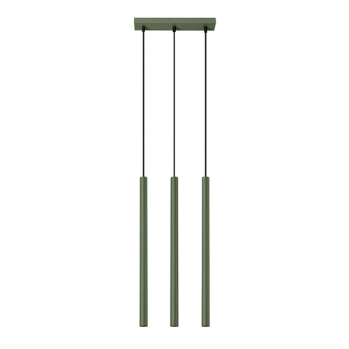 Moderní závěsné svítidlo Pastelo 3p zelená olivová do obýváku, výškově nastavitelné