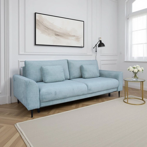 Rozkládací pohovka Ferrero 3místná skandinávská s funkcí spaní do obýváku modrá