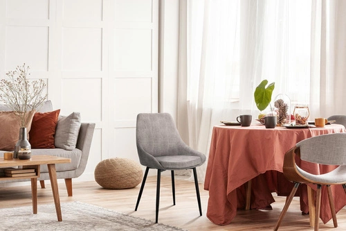 Jídelní čalouněná židle Floyd šedý manšestr moderní na černých nohách Intesi