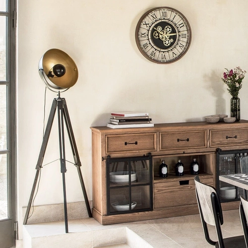 Stojací lampa Lahti černá loftová na trojnožce do obýváku a ložnice Atmosphera