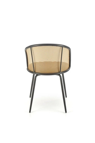 Jídelní židle Seraphine šedá čalouněná sametová s ratanovým opěradlem Intesi moderní