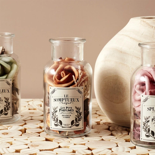 Skleněná nádoba 12 cm s pot pourri oranžová