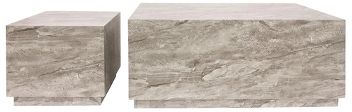 Sada 2 moderních konferenčních stolků Dice šedý mramor obdélníkové do obýváku 2v1