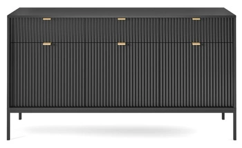 Komoda Delicious černá s drážkovaným povrchem a zásuvkami 154 cm moderní do obýváku Intesi