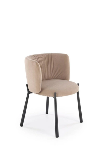 Čalouněná sametová jídelní židle Itzal béžová moderní s černými nohami Intesi