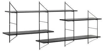 Závěsná industriální knihovna Belfast 2 černá šedá 191 cm do obývacího pokoje Actona