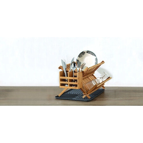 Bambusový organizátor příboru s háčky na zavěšení