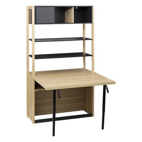 Knihovna Extensio moderní loftová s uzavíratelnými policemi a funkcí psacího stolu 180 cm