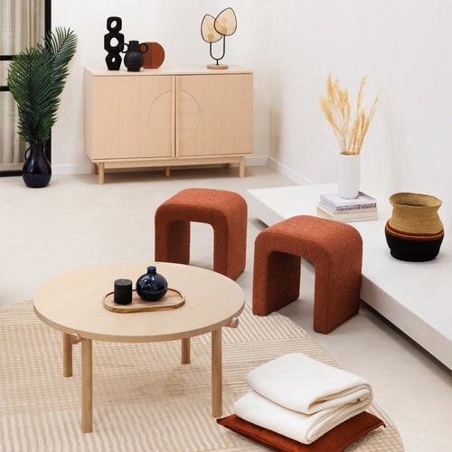 Čalouněný taburet Sevi boucle terakota do obýváku a ložnice moderní Atmosphera