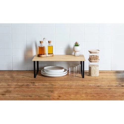 Ordera kuchyňská police dřevěná a kovová 50x30 cm černá skandinávská stojací 5five