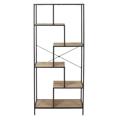 Kovový loftový regál Rack L s policemi na knihy a dekorace do obýváku 180x80 cm