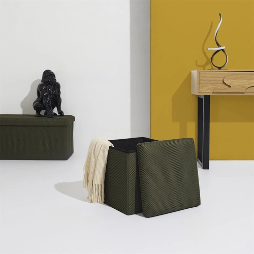 Skládací čtvercová taburetka se schovkou Vels Atom Intesi moderní do předsíně khaki 38x38 cm