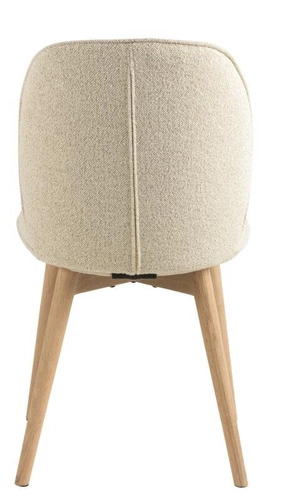 Čalouněná jídelní židle Cindy béžová bouclé skandinávský styl s dřevěnými nohami