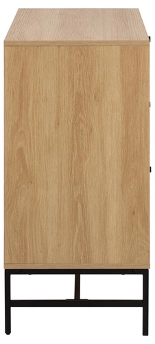 Komoda Albany s drážkovaným povrchem, přírodní dub, 3 zásuvky, černé nohy, do obýváku Actona