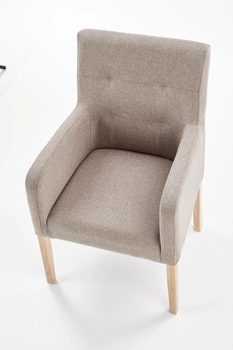 Čalouněná jídelní židle s područkami Filem béžová, skandinávský styl, bukové dřevo Intesi