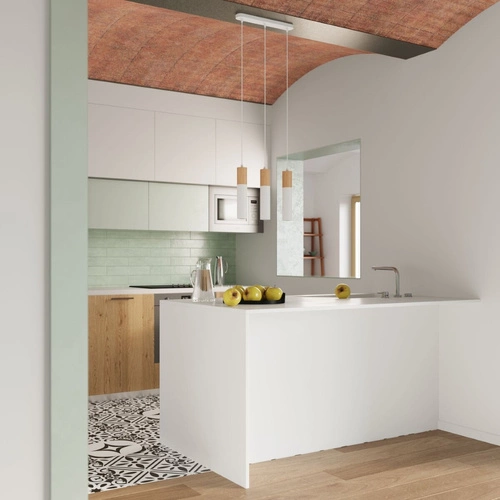 Závěsné svítidlo Pablo 2 bílé dřevěné moderní do obývacího pokoje, kuchyně nebo nad ostrůvek