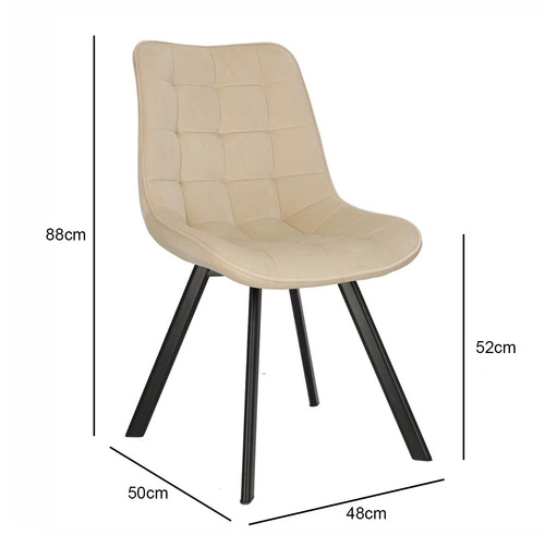 Čalouněná sametová židle Moly Intesi béžová s černými nohami do jídelny a obýváku