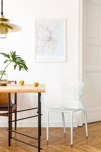 Zahradní a banketní židle Bush inspirovaná Viento, bílá, moderní, stohovatelná, vzdušná