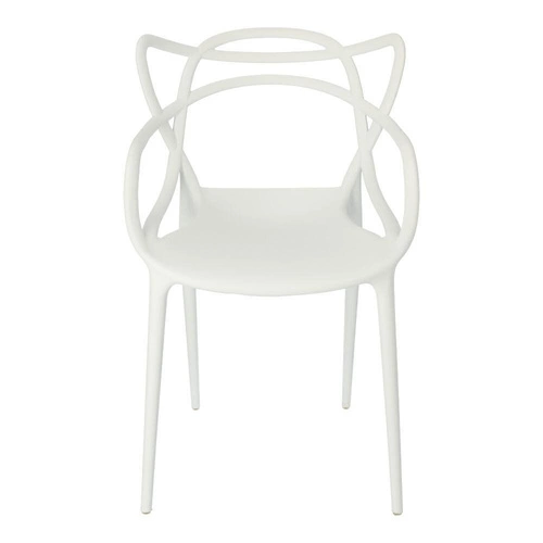 Bílá jídelní židle Lexi inspirovaná Master, moderní stohovatelná s područkami