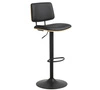 Barová židle Owen černá s opěrkou, výškově nastavitelná, otočná, kožená do kuchyně a k ostrůvku, moderní Actona