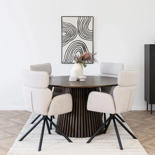 Kulatý jídelní stůl Osaka 140 cm dub kouřový moderní na jedné noze House Nordic