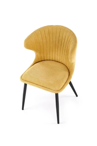 Čalouněná jídelní židle Odile Intesi hořčicová moderní na černých nohách