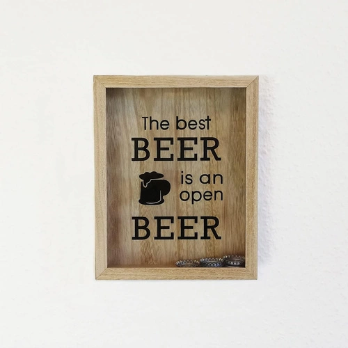 Dřevěná nástěnná dekorace Corky II Intesi přírodní box na zátky do obýváku 30 cm