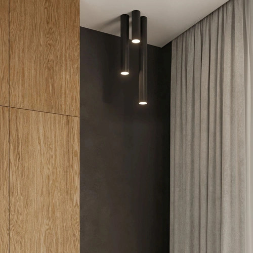 Moderní stropní svítidlo Lagos černé kovové 60 cm do obývacího pokoje a kuchyně Sollux