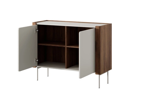 Komoda Taberg moderní béžová ořechová 105 cm na nožkách do obýváku a ložnice