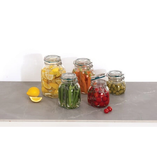 Skleněná nádoba 1 litr těsná s přezkou