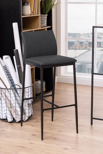 Čalouněný barový stolička Demina Actona šedá s opěrkou moderní do kuchyně a k ostrůvku 67 cm