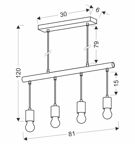Závěsné svítidlo Izzy černé dřevěné 4bodové do obýváku a jídelny nastavitelné