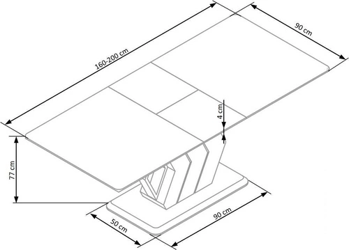 Rozkládací stůl Wireno bílý mramor moderní do jídelny a obýváku na jedné noze 160–200 cm