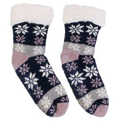 Vánoční zateplené protiskluzové ponožky tmavě modré Intesi na doma dárek