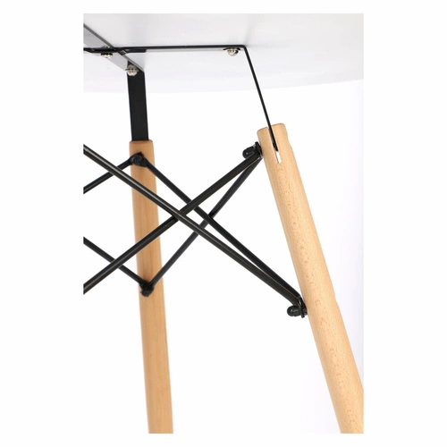 Kulatý jídelní stůl Intesi DTW 100 cm bílá deska dřevěné nohy skandinávský styl