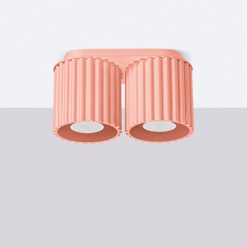 Moderní stropní svítidlo AURA 2 růžové kulaté do obýváku a kuchyně hliník