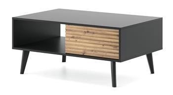 Konferenční stolek Tanga obdélníkový černý se zásuvkou moderní industriální do obýváku Intesi