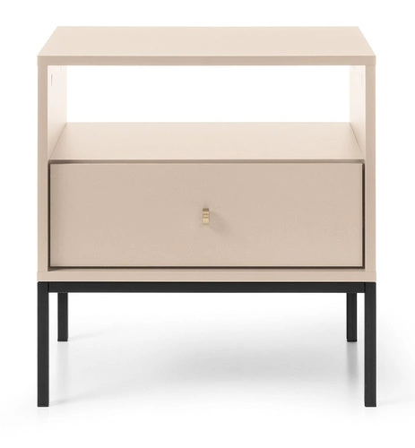 Noční stolek béžový 54 cm se zásuvkou na vysokých nohách Evora Intesi moderní styl