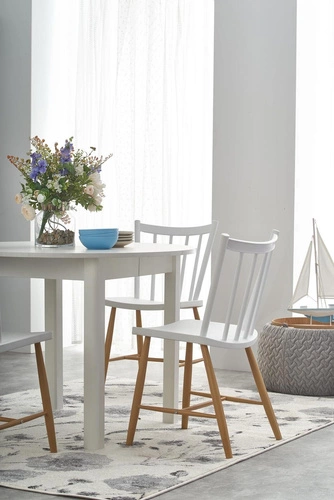 Rozkládací kulatý stůl Nigo bílý 102-142 cm moderní do jídelny a kuchyně Intesi