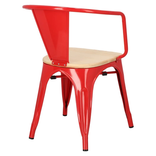 Židle Paris Arms Wood červená, sedák borovice natural