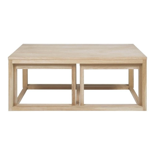 Sada 3 konferenčních stolků Cornus obdélníkový bělený dub do obývacího pokoje skandinávský styl