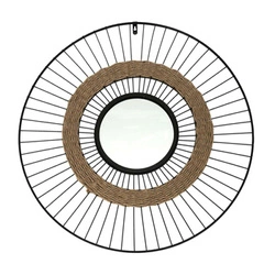 Kulaté závěsné zrcadlo Miremba v černém rámu boho 60 cm do předsíně a obýváku