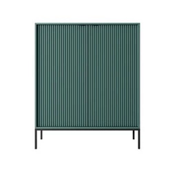 Vysoká zelená komoda s drážkovaným povrchem na černých nohách moderní do obýváku Intesi