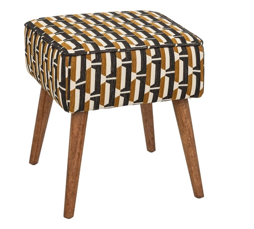 Odpočinkové křeslo Chiara s podnožkou, hnědé čalouněné, do retro obývacího pokoje, s područkami Atmosphera