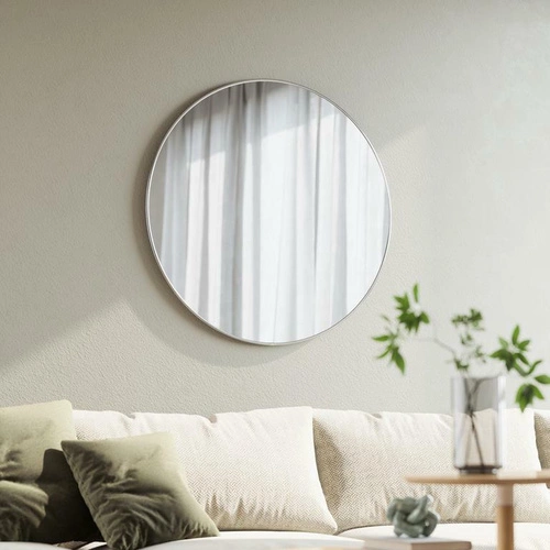 Kulaté závěsné zrcadlo Hubba 34 cm chrom moderní do předsíně a obýváku Umbra