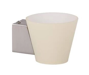 Moderní bílá nástěnná lampa Simonet ze skla a oceli do ložnice, obýváku nebo kuchyně