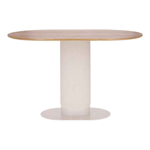 Jídelní stůl Maxim Intesi moderní oválný dubový dekor bílý na jedné noze 120x70 cm