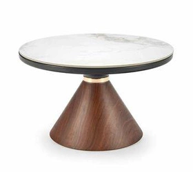 Konferenční stolek Suli kulatý bílý mramor moderní glamour do obýváku 70 cm Intesi