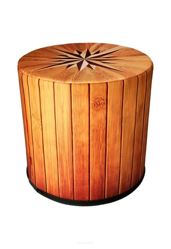 Kulatý taburet Kompas Intesi moderní čalouněný do obýváku nebo ložnice hnědý 40 cm