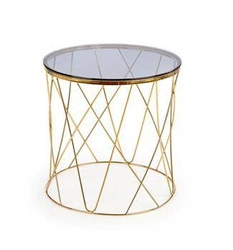 Moderní kulatý konferenční stolek Borda ze skla a zlata 55 cm do obýváku Intesi